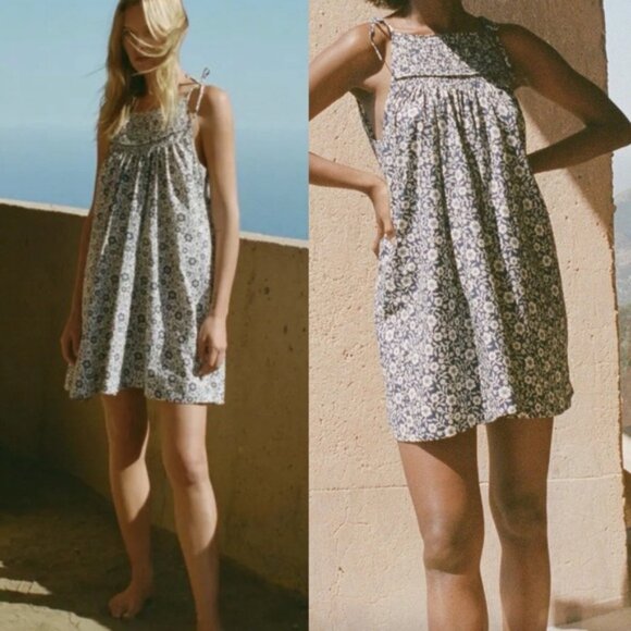 Doen Blue and White Floral Dress - Picture 1 of 4